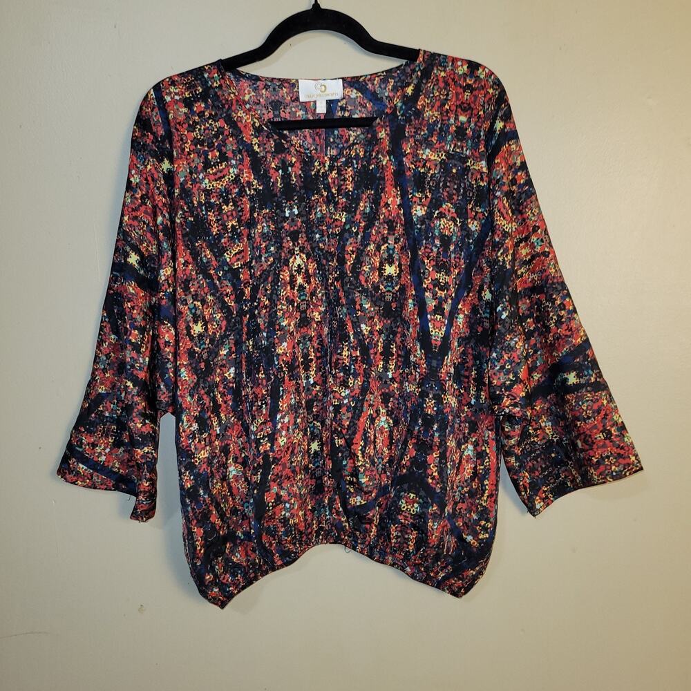 Collective‎ Concepts Bright Print Blouse S Artsy Boho Fun